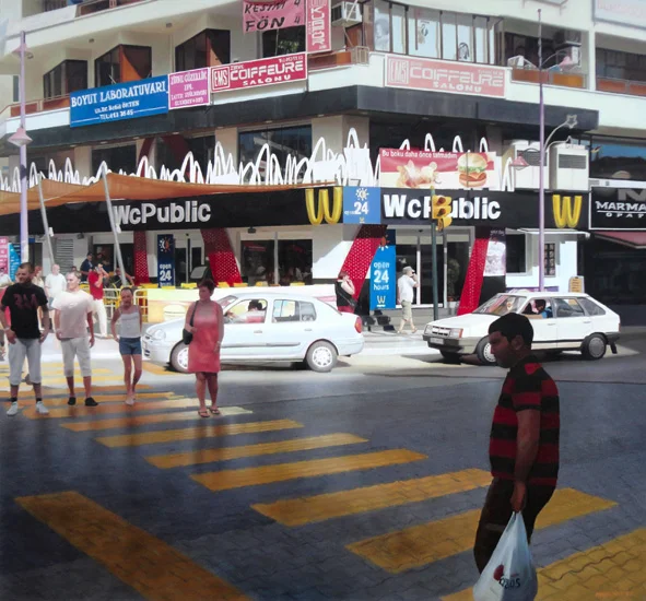 WC Public II - oil on canvas 140x130 cm, 2012